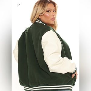 💚🤍 Fashion Nova Green Game Night Varsity Jacket 🤍💚